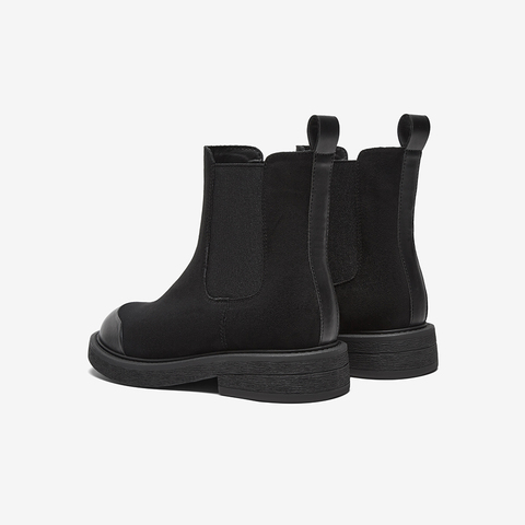 百思图2024冬季新款商场同款简约通勤烟筒靴粗跟女短靴W2555DD4