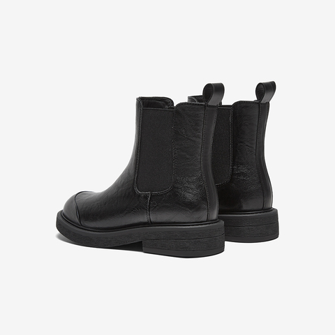 百思图2024冬季新款商场同款简约通勤烟筒靴粗跟女短靴W2555DD4