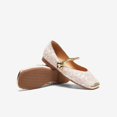 百思图2024春季新款时尚复古法式玛丽珍鞋方跟浅口女单鞋A2381AQ4