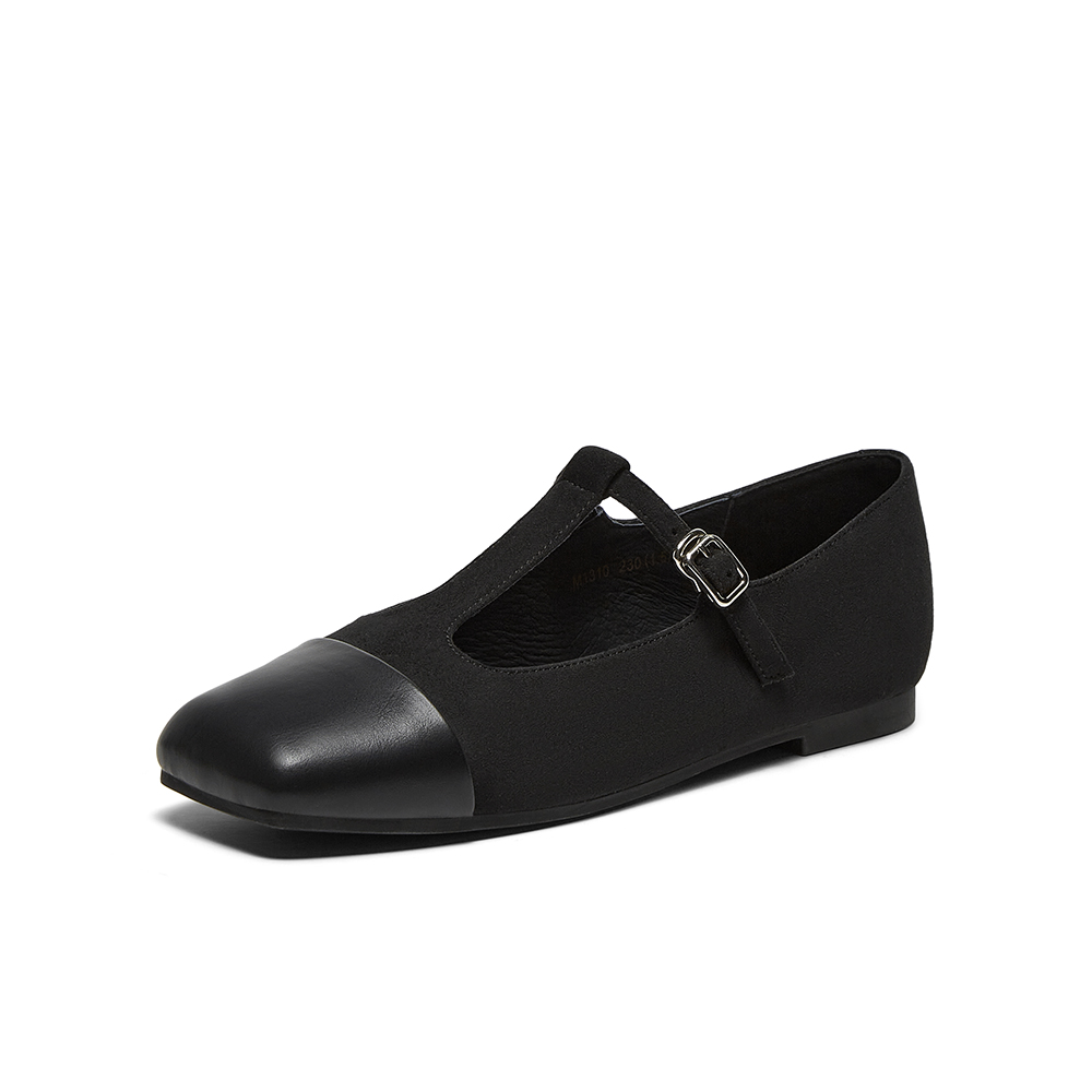 百思图2025春季新款时尚复古法式玛丽珍鞋粗跟女单鞋M1310AQ5
