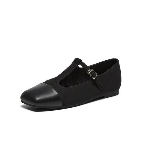 百思图2025春季新款时尚复古法式玛丽珍鞋粗跟女单鞋M1310AQ5