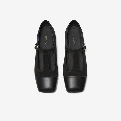 百思图2025春季新款时尚复古法式玛丽珍鞋粗跟女单鞋M1310AQ5