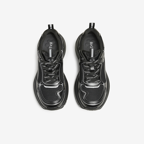 百思图2024春季新款时尚户外运动银色老爹鞋厚底女休闲鞋D5198AM5