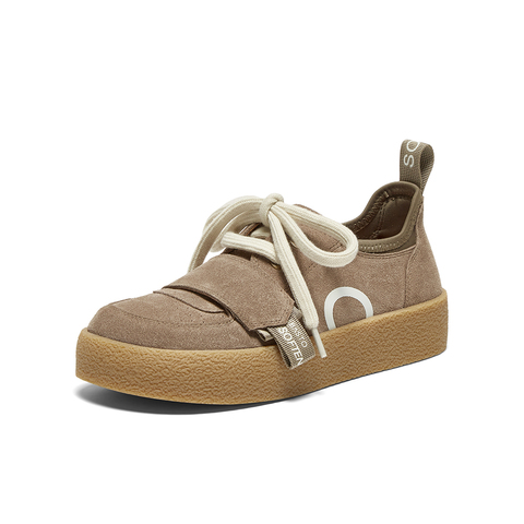 百思图2025春季新款时髦复古户外袋鼠鞋厚底圆头女单鞋S8063AM5