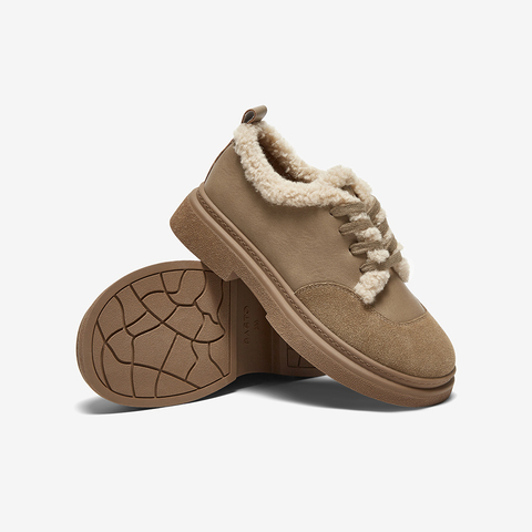 百思图2025春季新款商场同款户外运动毛毛鞋厚底女休闲鞋BV051AM5