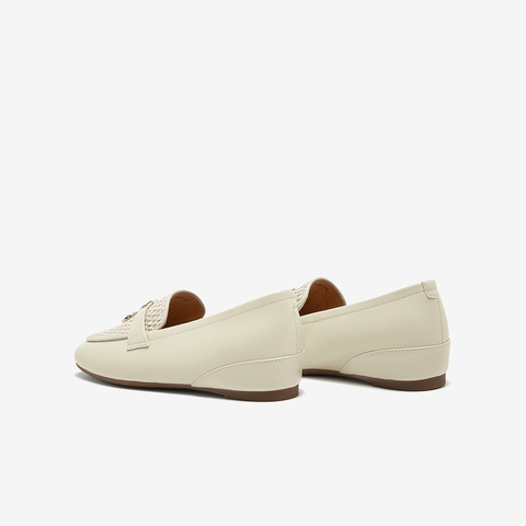 百思图2025春季新款简约通勤一脚蹬乐福鞋方头女单鞋A5085AA5