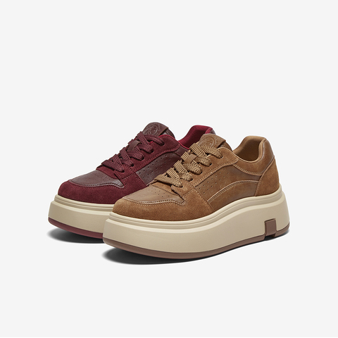 百思图2025春季新款时尚简约户外运动板鞋厚底女休闲鞋BG213AM5