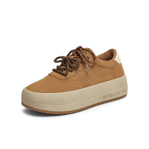 百思图2025春季新款时尚户外运动板鞋厚底女休闲鞋I5757AM5