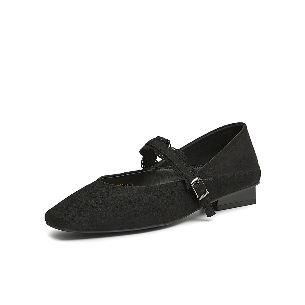 百思图2025春季新款简约复古通勤玛丽珍鞋粗跟方头女单鞋E4653AQ5