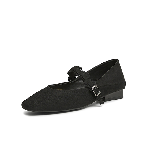 百思图2025春季新款简约复古通勤玛丽珍鞋粗跟方头女单鞋E4653AQ5