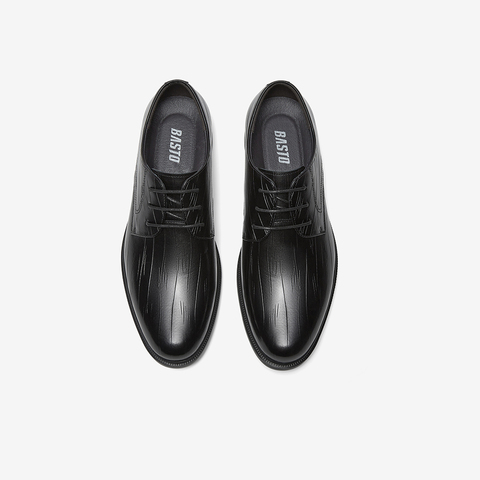 百思图2025春季新款简约时尚商务布洛克粗跟男正装皮鞋22089AM5