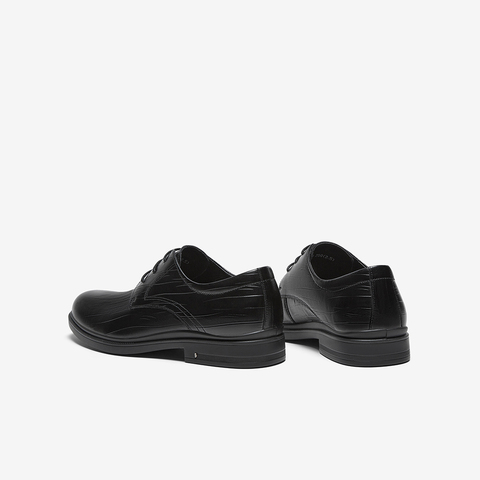 百思图2025春季新款简约时尚商务布洛克粗跟男正装皮鞋22089AM5