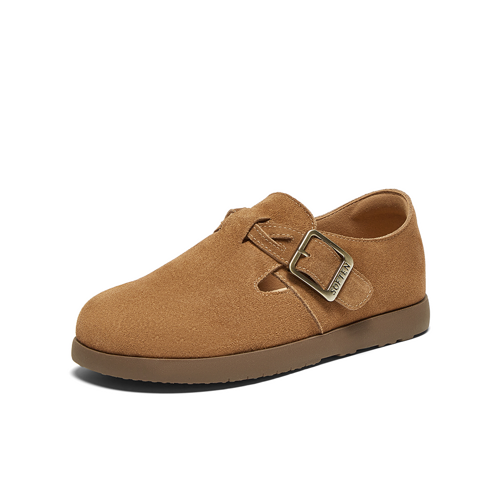 百思图2025春季新款商场同款复古休闲勃肯鞋平跟女单鞋BG276AA5