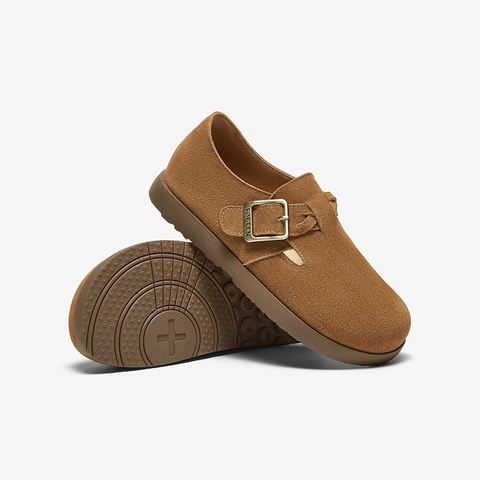 百思图2025春季新款商场同款复古休闲勃肯鞋平跟女单鞋BG276AA5