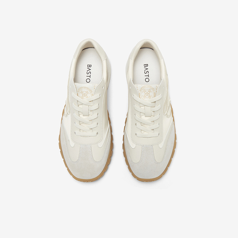 百思图2025春季新款商场同款复古运动德训鞋平跟女休闲鞋UMT10AM5