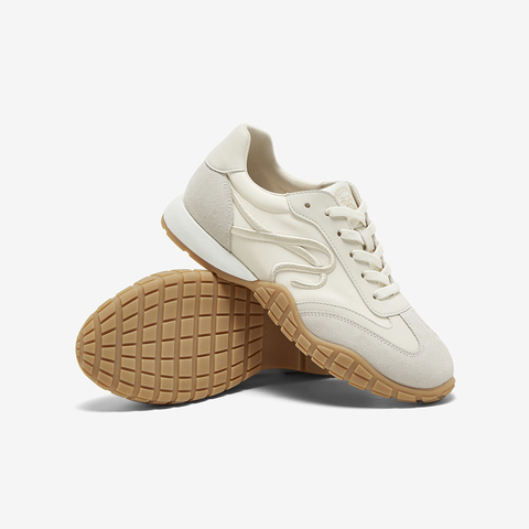 百思图2025春季新款商场同款复古运动德训鞋平跟女休闲鞋UMT10AM5