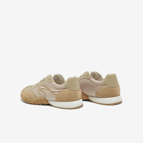 百思图2025春季新款商场同款复古运动德训鞋平跟女休闲鞋UMT10AM5