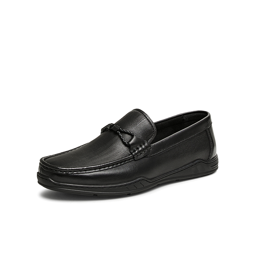 百思图2025春新款商场同款简约时尚乐福鞋平跟男休闲皮鞋B8505AM5