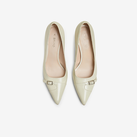 百思图2025春季新款简约时尚通勤细跟尖头浅口女单鞋AC311AQ5