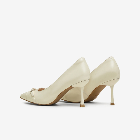 百思图2025春季新款简约时尚通勤细跟尖头浅口女单鞋AC311AQ5