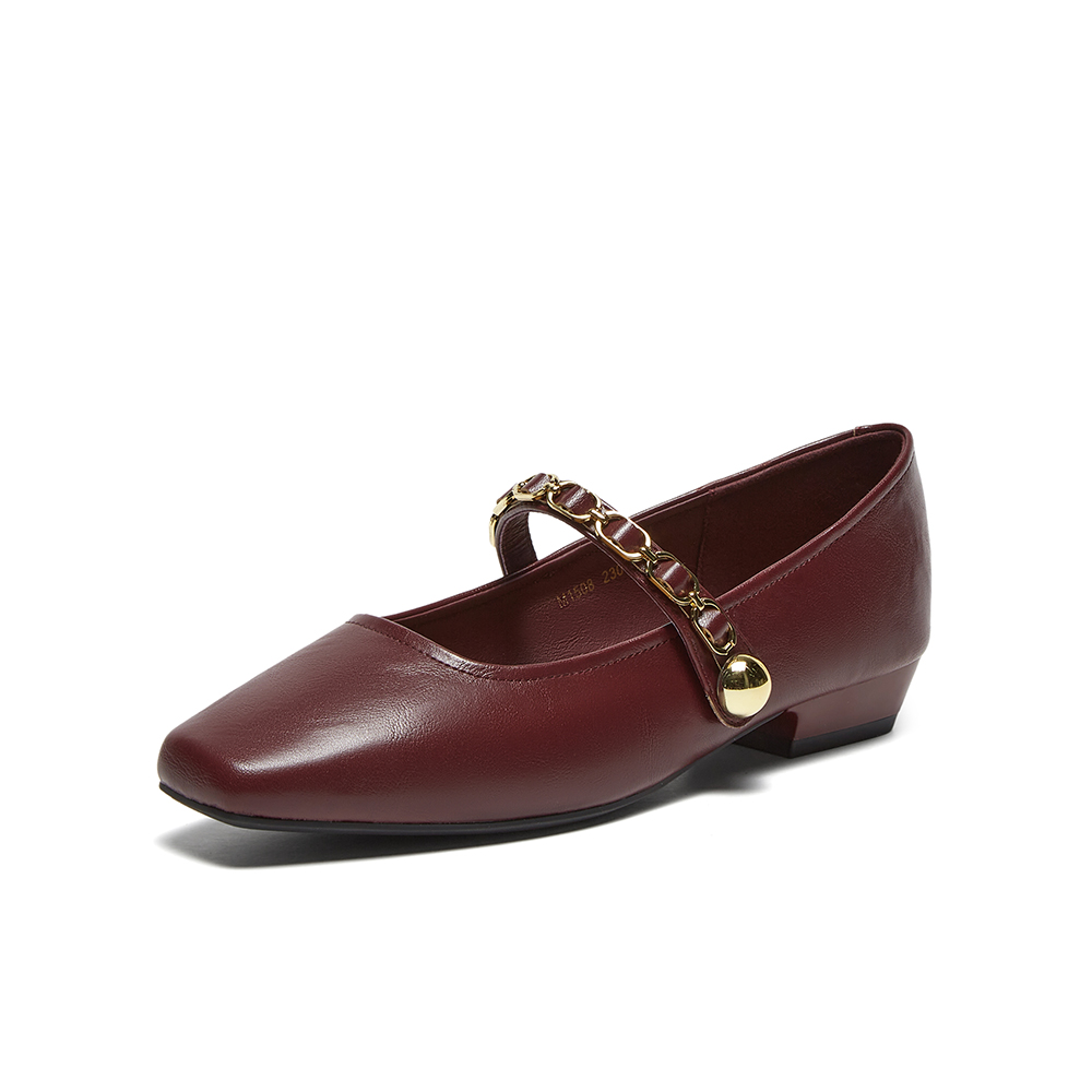百思图2025春季新款商场同款简约通勤玛丽珍鞋粗跟女单鞋M1508AQ5
