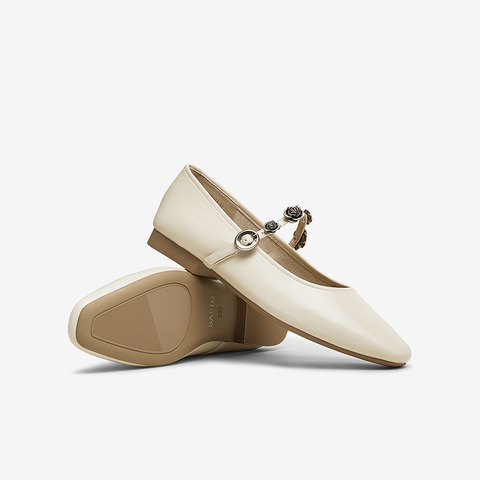 百思图2025春季新款简约复古法式玛丽珍鞋方跟女单鞋M1107AQ5