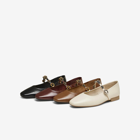 百思图2025春季新款简约复古法式玛丽珍鞋方跟女单鞋M1107AQ5