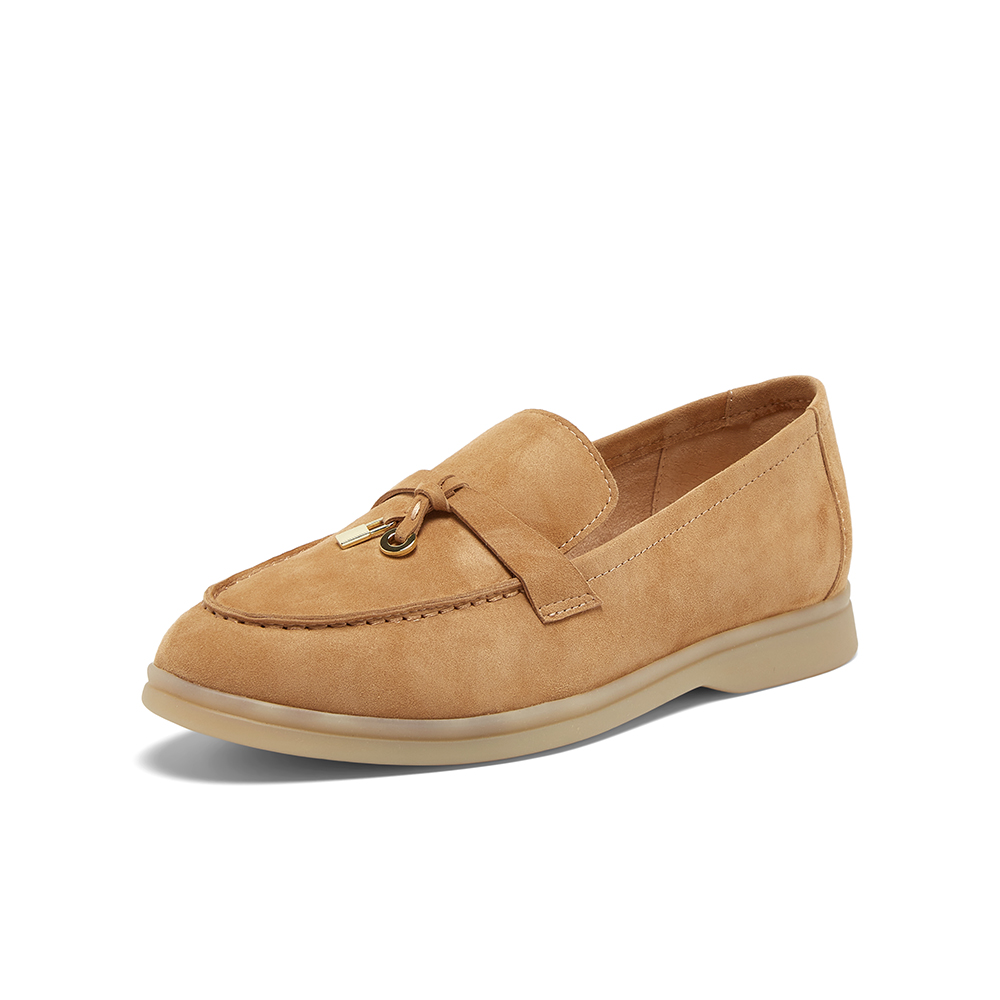 百思图2025春季新款线下同步简约通勤乐福鞋粗跟女单鞋A4821AA5