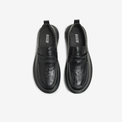 百思图2025春新款商场同款商务通勤乐福鞋厚底男休闲皮鞋58305AM5