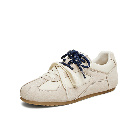 百思图2025春季新款商场同款复古运动德训鞋平跟女休闲鞋A1915AM5