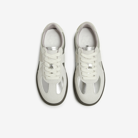 百思图2025春季新款商场同款简约复古德训鞋平跟女休闲鞋BG738AM5