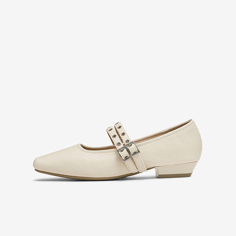 百思图2025春季新款商场同款简约玛丽珍鞋粗跟方头女单鞋M1586AQ5