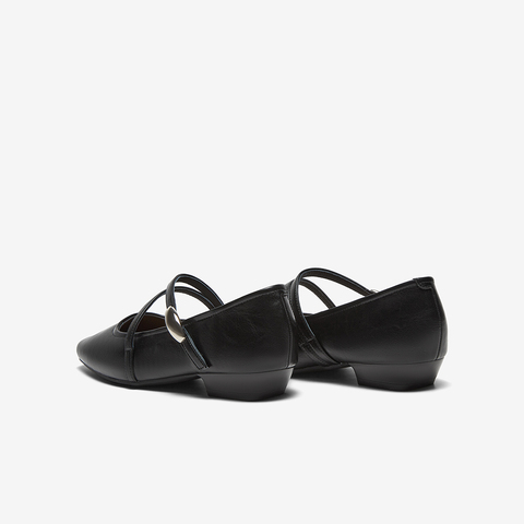 百思图2025春季新款商场同款简约方头玛丽珍鞋粗跟女单鞋M1587AQ5