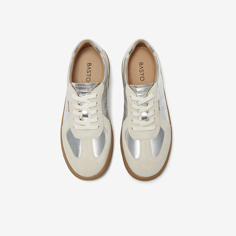 百思图2025春季新款商场同款复古运动德训鞋平跟女休闲鞋VWH26AM5