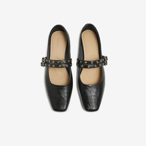 百思图2025春季新款商场同款简约玛丽珍鞋粗跟方头女单鞋M1586AQ5