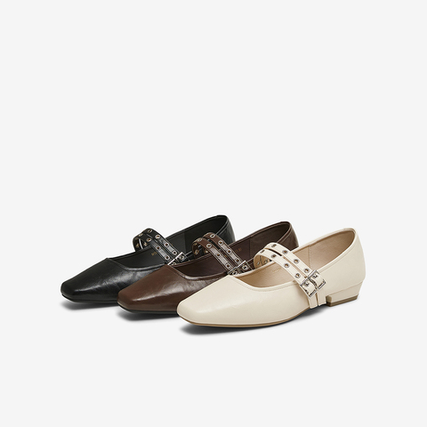 百思图2025春季新款商场同款简约玛丽珍鞋粗跟方头女单鞋M1586AQ5