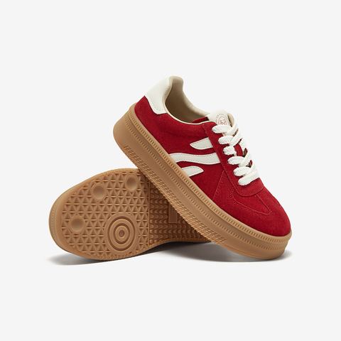 百思图2025春季新款商场同款时尚复古德训鞋厚底女休闲鞋I0906AM5