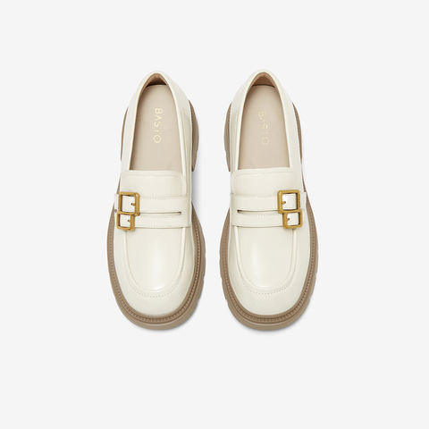 百思图2025春季新款商场同款学院风乐福鞋粗跟女单鞋TFW93AA5