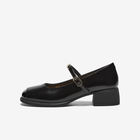 百思图2025春季新款商场同款简约复古玛丽珍鞋粗跟女单鞋M2501AQ5