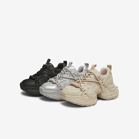 百思图2025春季新款商场同款时尚街头老爹鞋厚底女休闲鞋A1108AM5