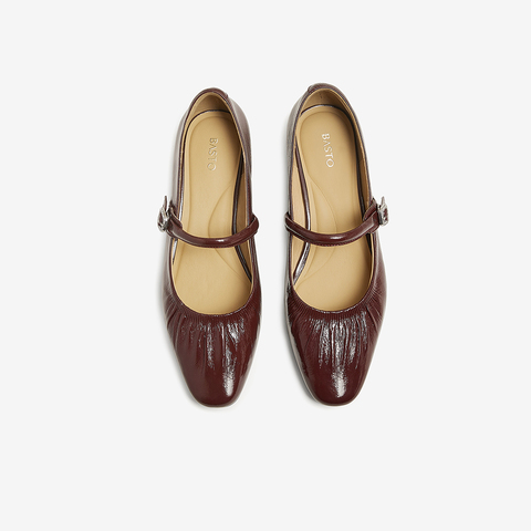 百思图2025春季新款商场同款简约时尚玛丽珍鞋粗跟女单鞋BN972AQ5