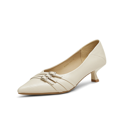 百思图2025春季新款商场同款简约通勤尖头浅口女单鞋W5932AQ5