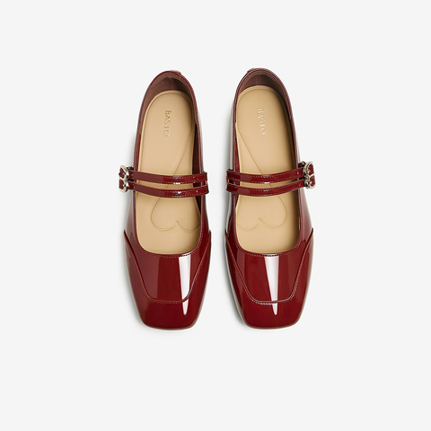 百思图2025春季新款商场同款简约法式玛丽珍鞋粗跟女单鞋M1335AQ5