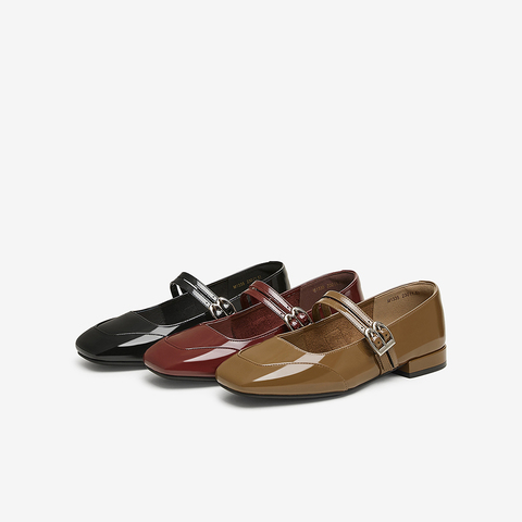 百思图2025春季新款商场同款简约法式玛丽珍鞋粗跟女单鞋M1335AQ5