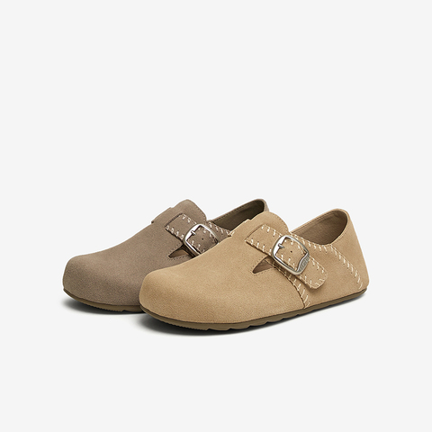 百思图2025春季新款商场同款简约复古勃肯鞋平跟女单鞋A5983AM5