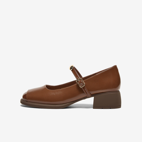 百思图2025春季新款商场同款简约复古玛丽珍鞋粗跟女单鞋M2501AQ5