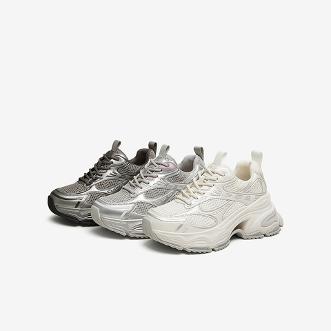 百思图2025春季新款商场同款街头运动老爹鞋厚底女休闲鞋A9263AM5