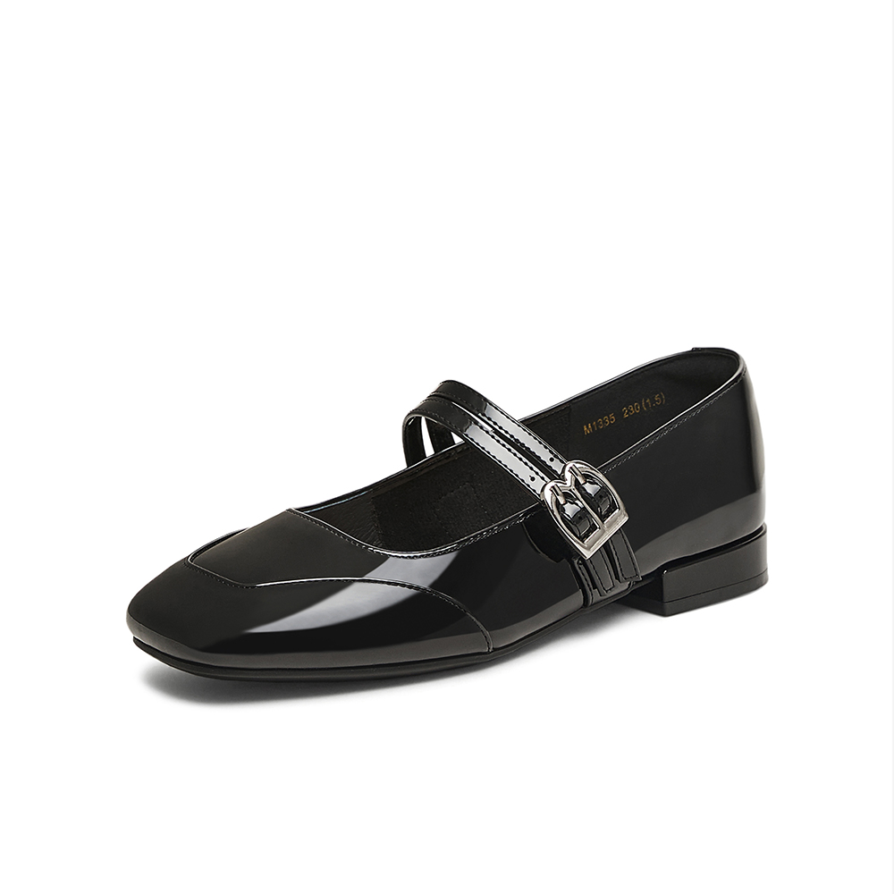 百思图2025春季新款商场同款简约法式玛丽珍鞋粗跟女单鞋M1335AQ5