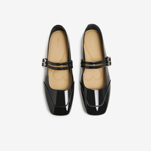 百思图2025春季新款商场同款简约法式玛丽珍鞋粗跟女单鞋M1335AQ5