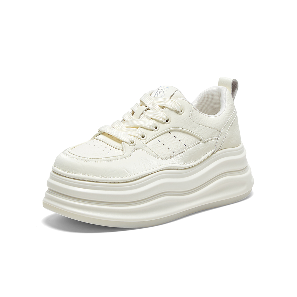 百思图2025春季新款商场同款街头运动板鞋厚底女休闲鞋X0061AM5